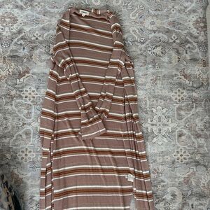 L'AGENCE Brown and White Striped Knit Top